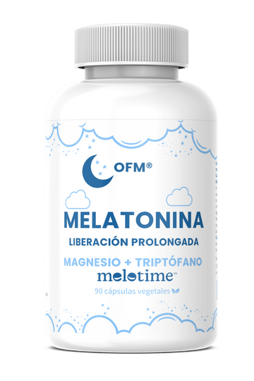 Melotime® OFM® · Melatonina liberación prolongada + Magnesio + Triptófano + B6 · 90 cápsulas