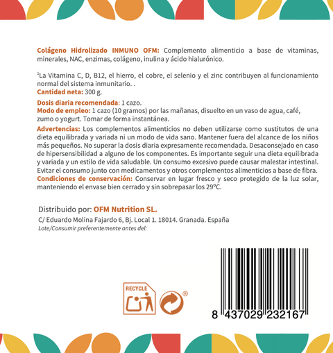 Colágeno Inmuno Bovino OFM®. 300g