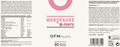 Etiqueta Menopause Forte: ingredientes e información nutricional, OFM Health