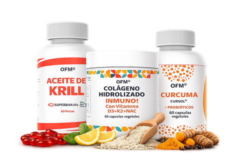 Pack Inflamación · Colágeno Inmuno, Cúrcuma y Krill OFM Health